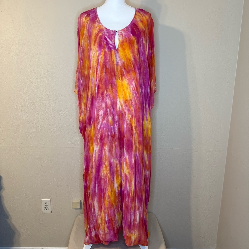 Young Fabulous & Broke Tie-Dye Maxi Kaftan Dress M/L